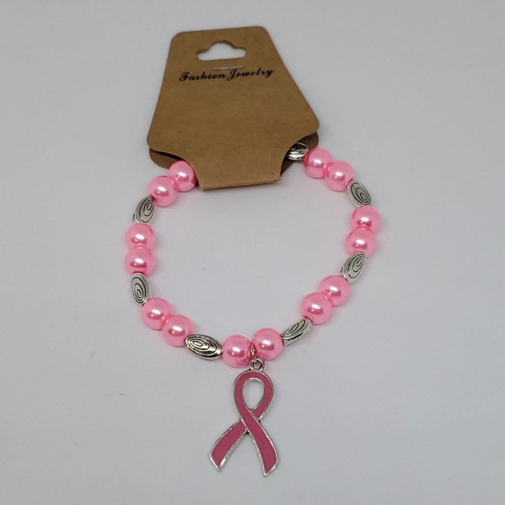 Bubble Gum Pink Ribbon Stretch Bracelet